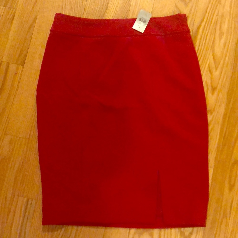 Red skirt with slit